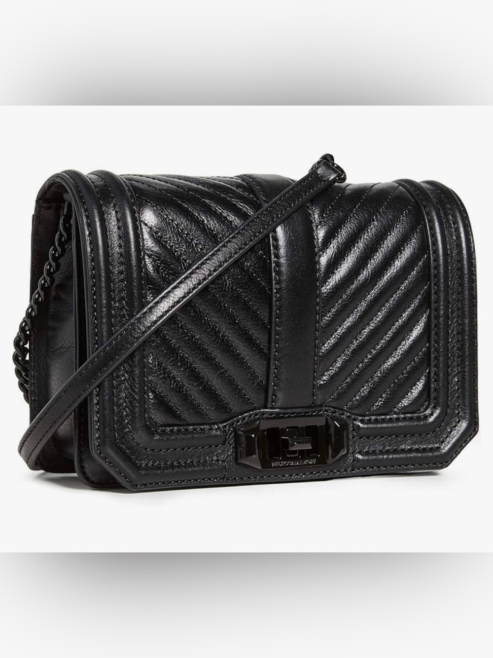 Rebecca Minkoff Women's Chevron Quilted Love Crossbody Black Bag